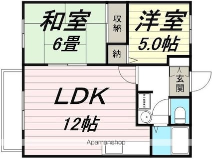 サンガーデン遠見塚[2LDK/50m2]の間取図