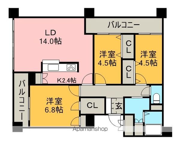 ラフィネタワー札幌南3条の間取り写真