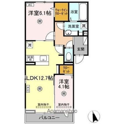 トリシアくるめ木[2LDK/55.28m2]の間取図