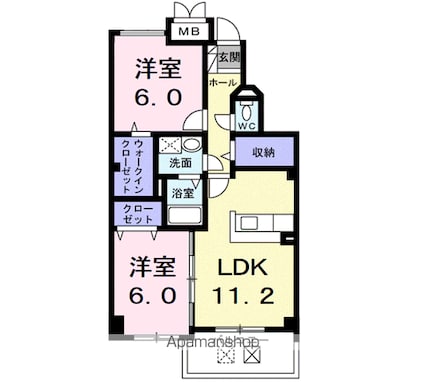 アルパ千刈[2LDK/60.61m2]の間取図