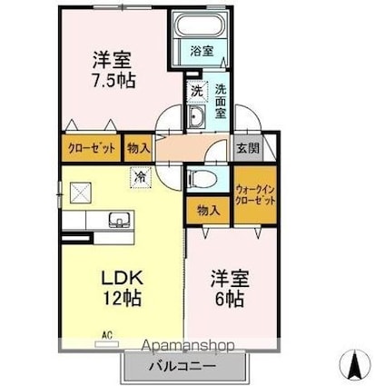 ルーチェ　Ａ棟[2LDK/59.58m2]の間取図
