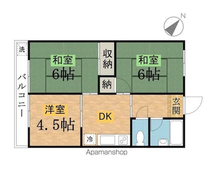 東浅川ハイツ[3DK/42.12m2]の間取図