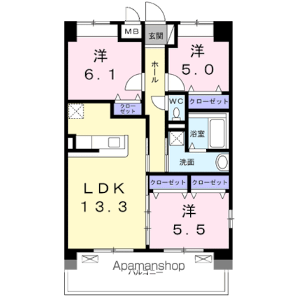 ノースグランパス[3LDK/71.27m2]の間取図