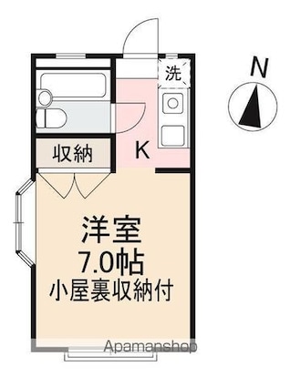 香川県高松市西町[1K/17.4m2]の間取図