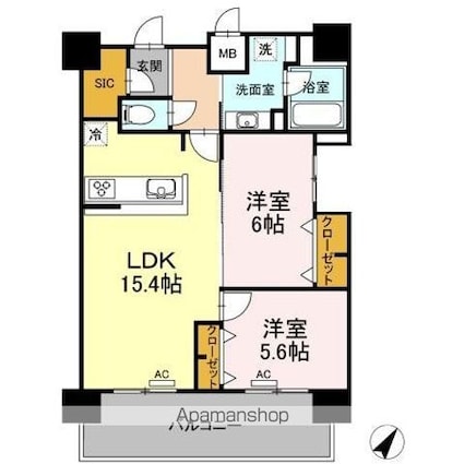 ＡＬＯＦＴⅡ[2LDK/63.58m2]の間取図