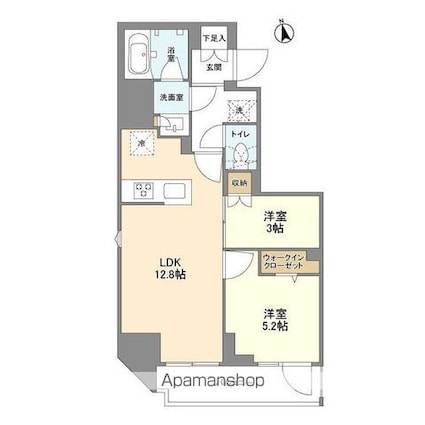 リビオメゾン上野松が谷[2LDK/50.44m2]の間取図