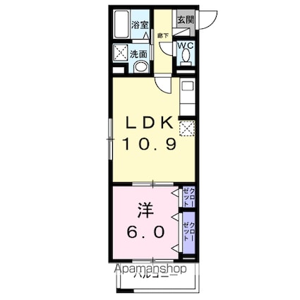 ドゥー・アヴェニール[1LDK/41.61m2]の間取図