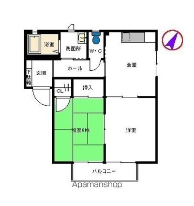 熊本県宇城市松橋町内田[2DK/43.75m2]の間取図