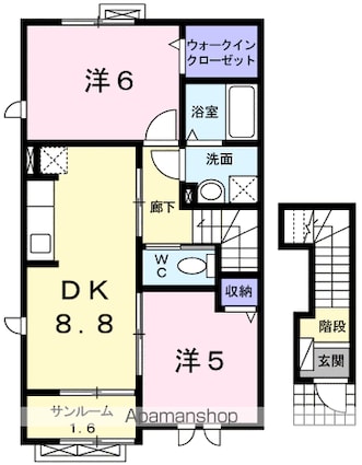サニーガーデン　Ｍ[2DK/53.91m2]の間取図