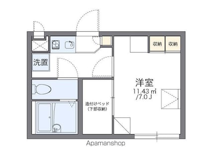 レオパレスサンシャインヒコネ[1K/19.87m2]の間取図