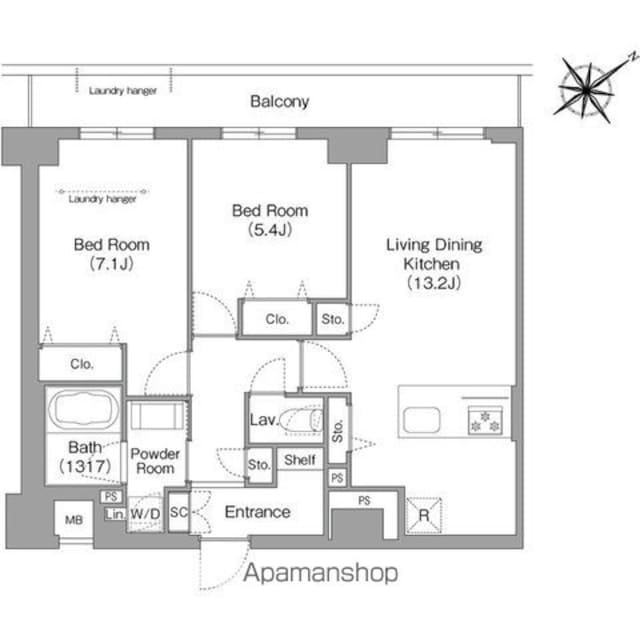 ＨＦ押上レジデンス[2LDK/60.6m2]の間取図