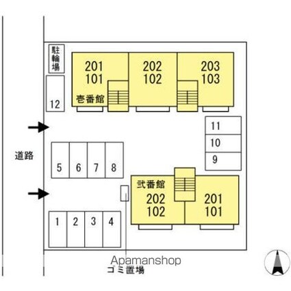 エスポワール　壱弐番館[2LDK/49.69m2]の配置図