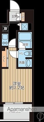 プライマルフロント錦糸町[1K/25.26m2]の間取図