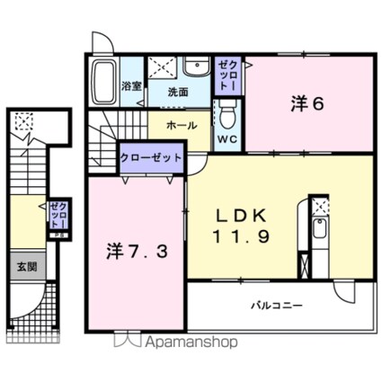 岐阜県美濃市大矢田[2LDK/60.33m2]の間取図
