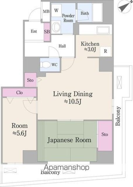 ハイエスト荻窪[2LDK/63.49m2]の間取図
