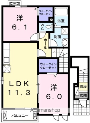 ナーシサス　ガーデン[2LDK/57.63m2]の間取図