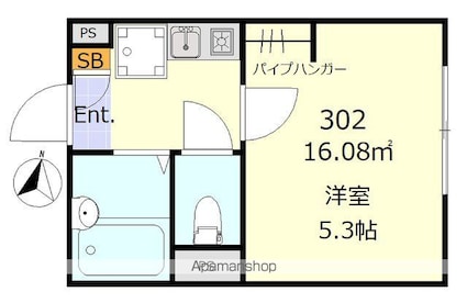 東京都葛飾区西新小岩４丁目[1K/16.08m2]の間取図