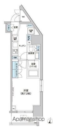東京都新宿区北新宿１丁目[1K/26.29m2]の間取図