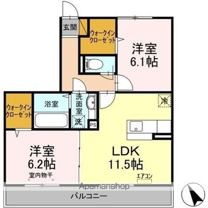 ウィル　ステージ[2LDK/57.44m2]の間取図