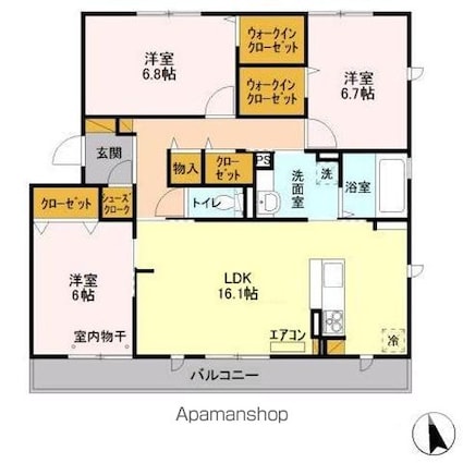 リヴェール南流山　Ｃ[3LDK/85.89m2]の間取図