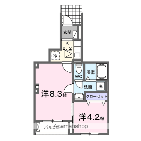 リリー 102 ｜ 東京都武蔵村山市本町１丁目11-1（賃貸アパート2K・1階・35.23㎡） その2