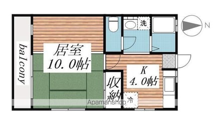 サニーハイツ園生[1K/30.05m2]の間取図