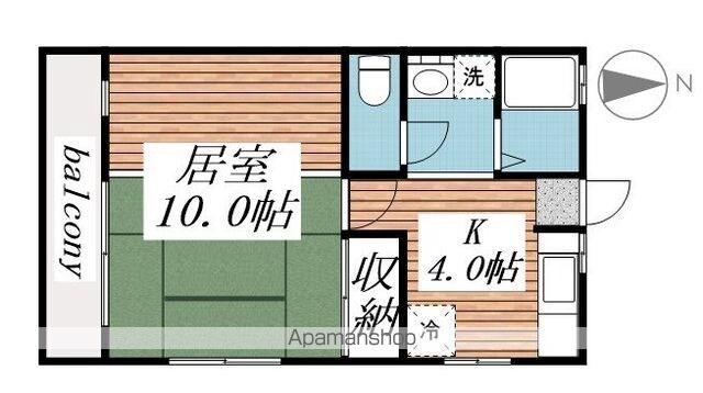 サニーハイツ園生[1K/30.05m2]の間取図