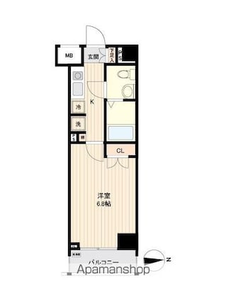 オーキッドレジデンス大泉学園[1K/23.22m2]の間取図
