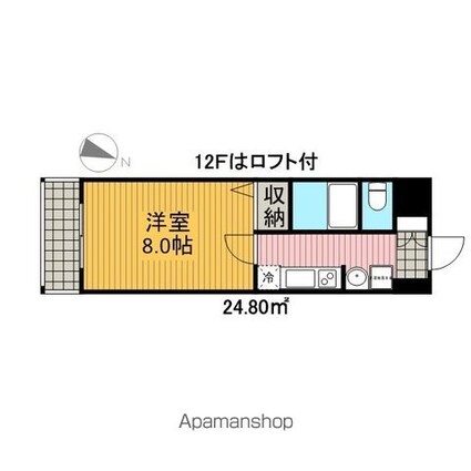 ルラシオン吹上[1K/24.81m2]の間取図
