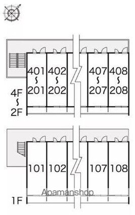 レオパレスベトレーテンナーベ[1K/19.87m2]の配置図