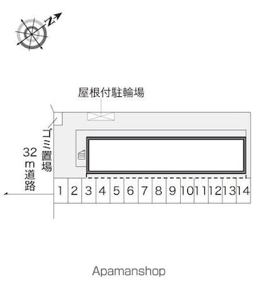 レオパレスＭＲＥ[1K/20.28m2]の配置図
