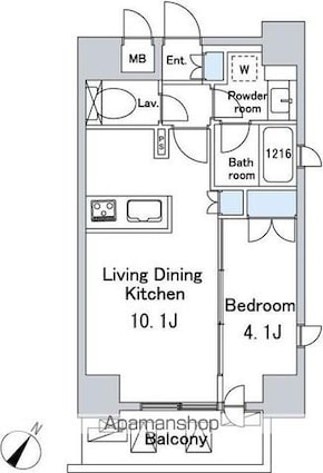 ルジェンテ・バリュ上野[1LDK/33.46m2]の間取図
