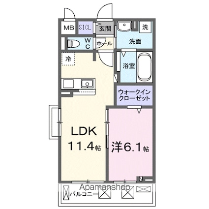 レスパスカルム[1LDK/42.51m2]の間取図