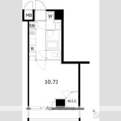 ケーディーエックスレジデンス豊洲[1K/32.02m2]の間取図