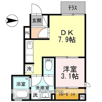 ドルフ中野[1DK/30.7m2]の間取図