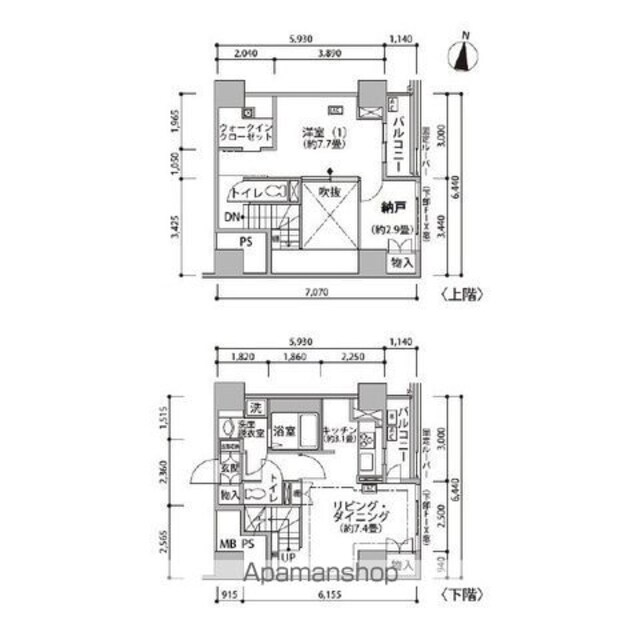 東雲キャナルコートＣＯＤＡＮ２０号棟[1SLDK/69.34m2]の間取図