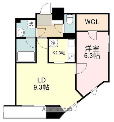 １０８二十人町[1LDK/43.47m2]の間取図