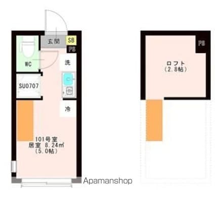 ＯＴＡＳ　代田橋[1R/11m2]の間取図
