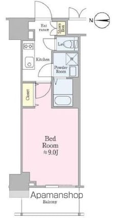 クロスレジデンス飯田橋[1K/26.32m2]の間取図