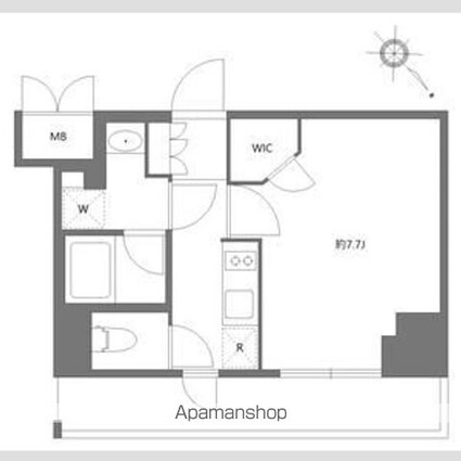 ケーディーエックスレジデンス豊洲[1K/26.46m2]の間取図