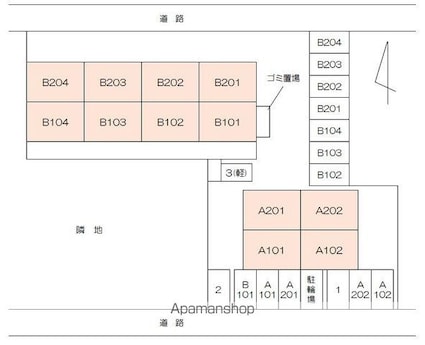 フォブール田中Ａ棟[2LDK/51.34m2]の配置図