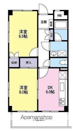 ルート立川[2DK/46.44m2]の間取図
