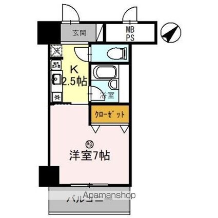 サンタウン竹鼻　Ａ[1K/25.2m2]の間取図
