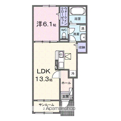 カルムメゾンⅡ[1LDK/50.05m2]の間取図