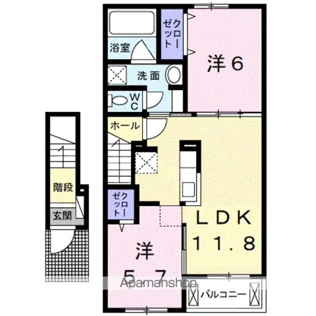 Ｂｅｌｌｅ　Ｃｒｅｓｔ　Ⅱ[2LDK/56.68m2]の間取図