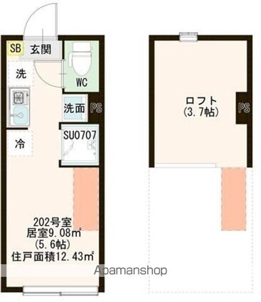 ハーモニーテラス西亀有Ⅲ[1R/12.43m2]の間取図