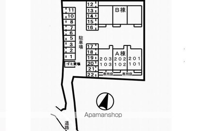 ハイランドさぬき　Ｂ[2DK/46.92m2]の配置図