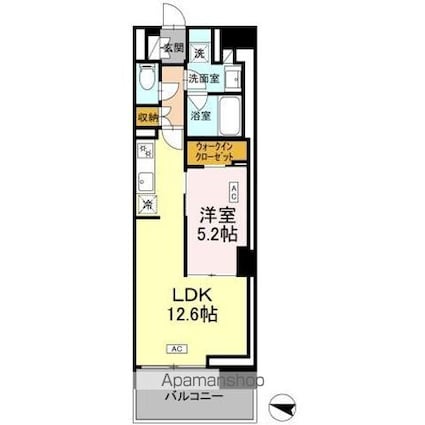 ロイヤルパークス仙台青葉通[1LDK/45.4m2]の間取図
