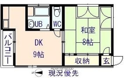 トロンコⅠ[1K/38.92m2]の間取図