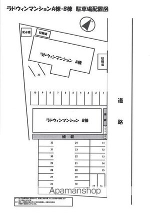 ラドウィンマンションＢ棟[1K/30m2]の配置図